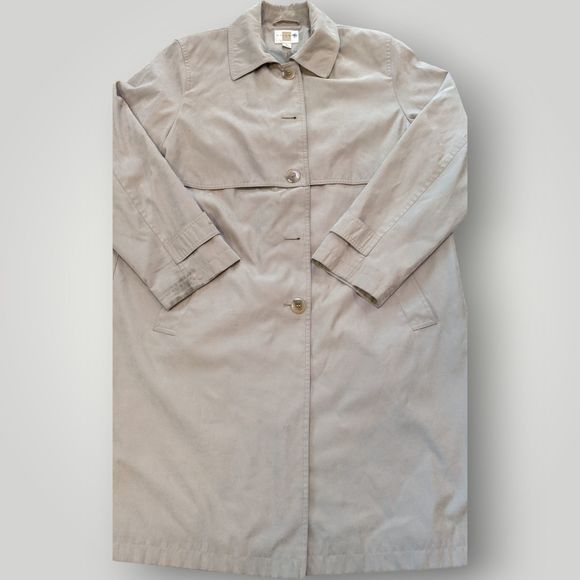 Gallery Women's L Khaki Tan Water Repellent Fully Lined Trench Coat - Picture 2 of 16